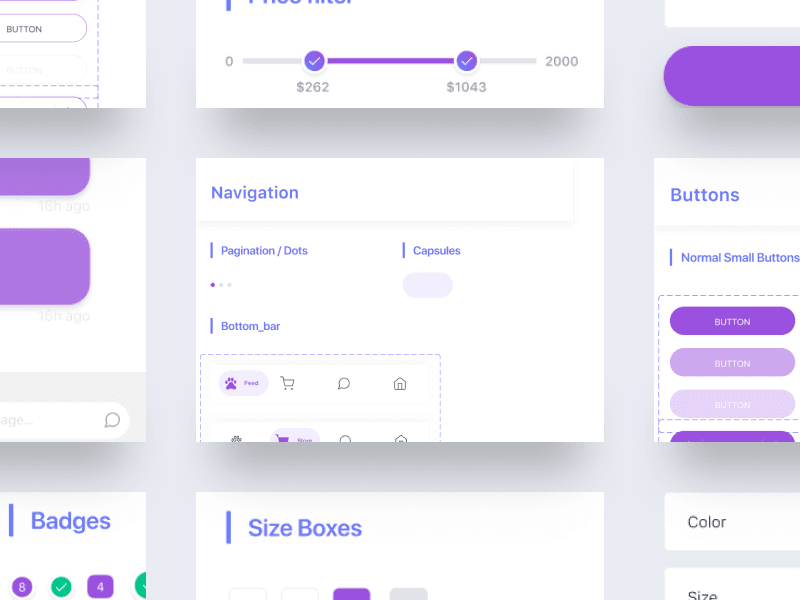 The Petfinder design system: navigation patterns, buttons, badges and size selectors