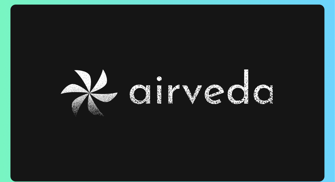 Airveda logo: pinwheel mark and wordmark