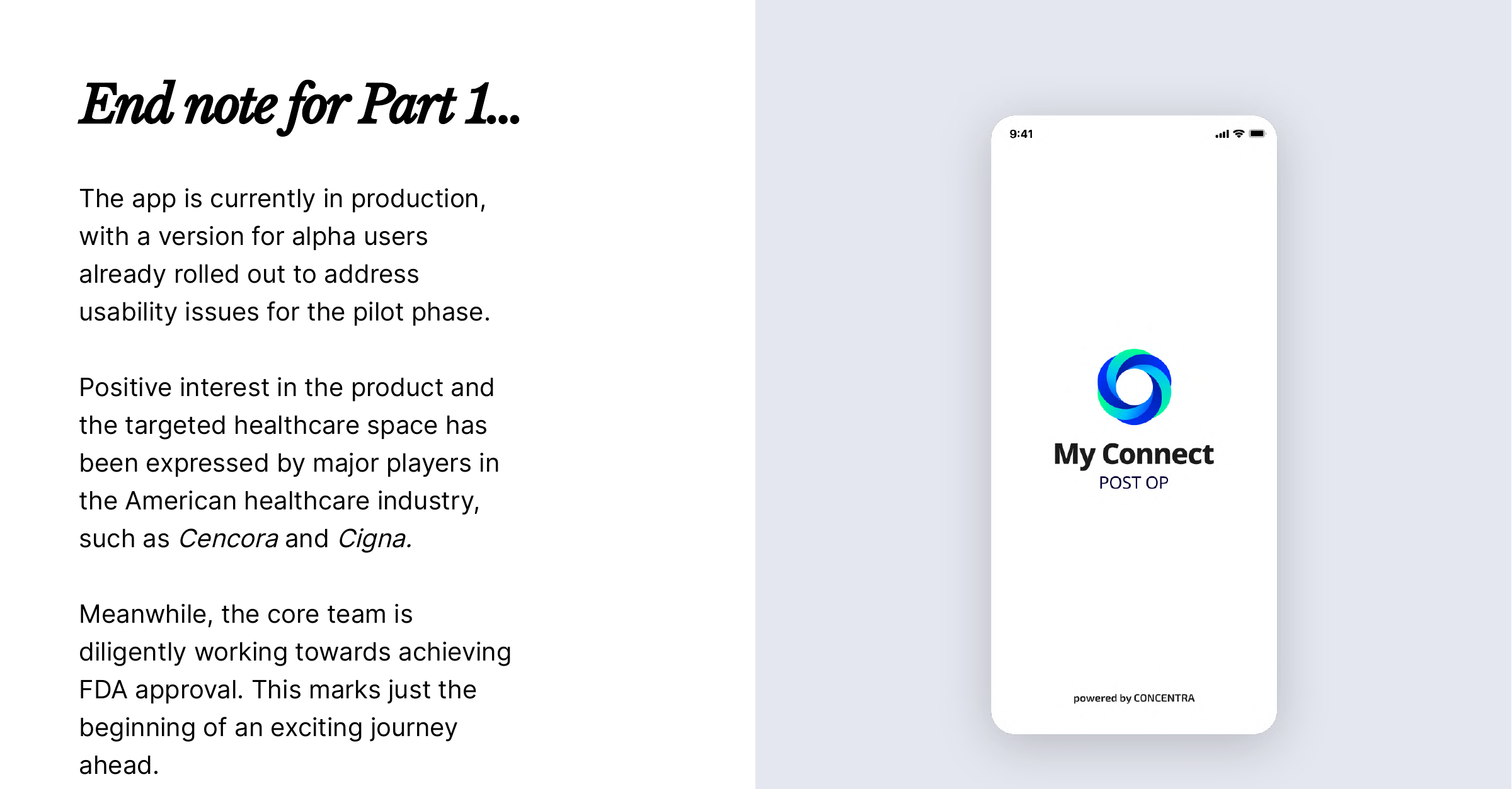 My Connect, the shipped patient app, powered by Concentra